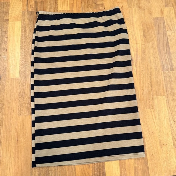Mauve Black and Tan Striped Midi Skirt - Picture 1 of 4